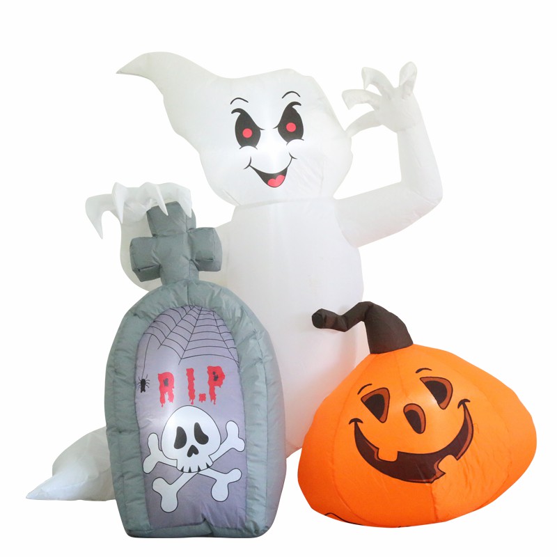 Hanging tombstone pumpkin white ghost